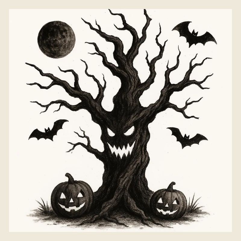 Halloween spooky tree October 31