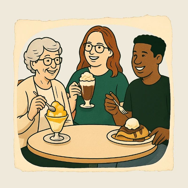 Oma Karin - im Eis Cafe