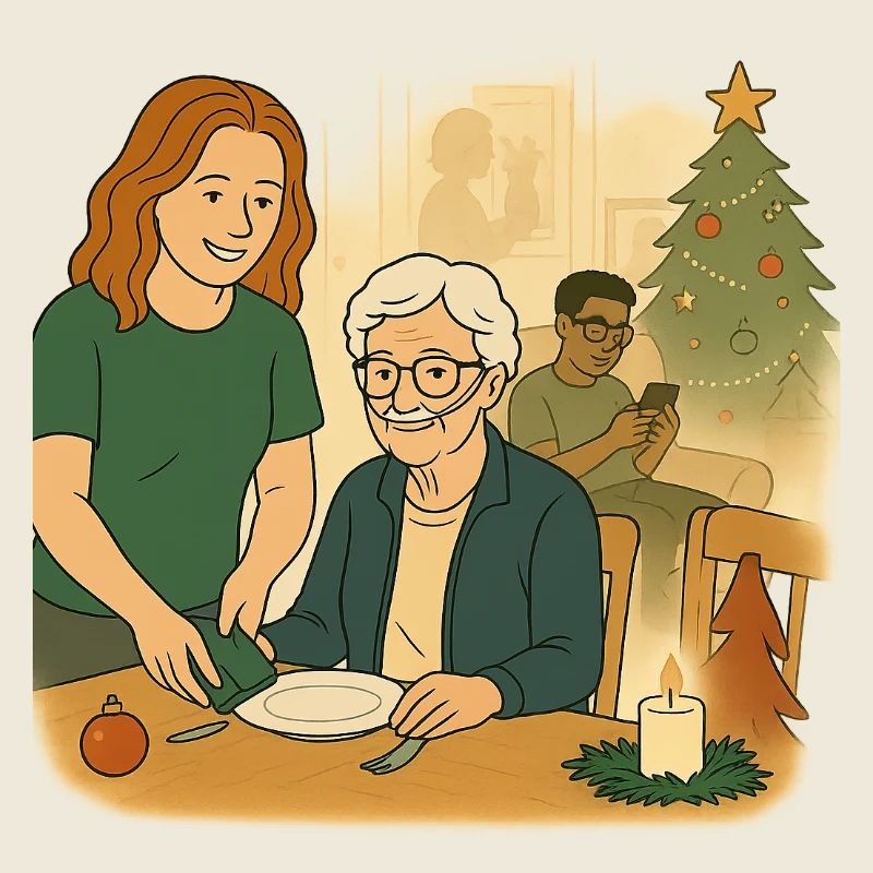 Christmas family dinner by candlelight