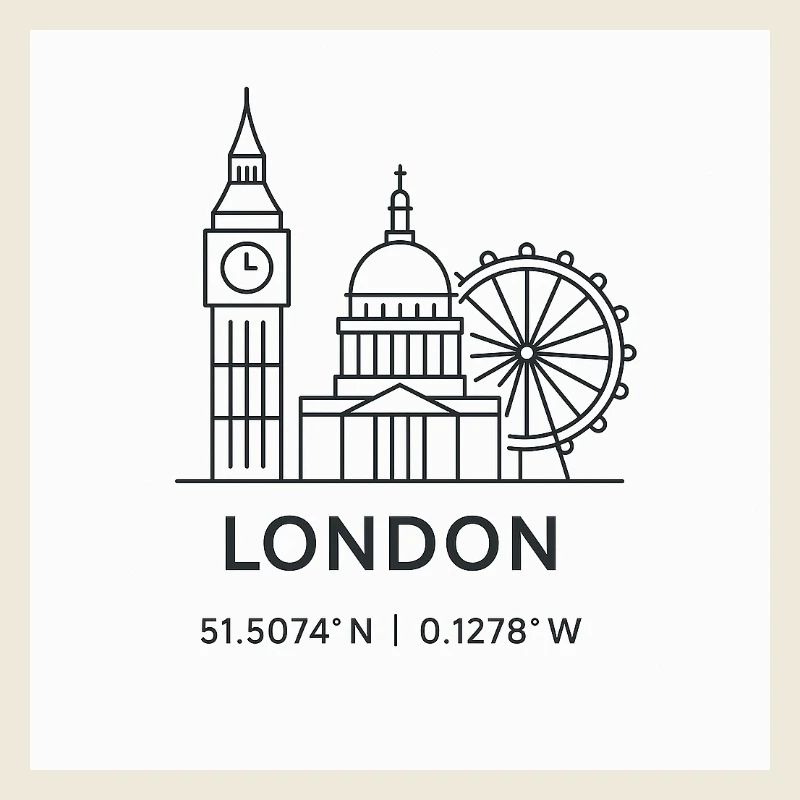 Londres Line Art Silhouette Point de repère