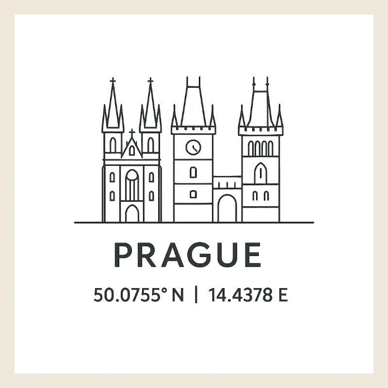 Prag Linienkunst Silhouette Wahrzeichen