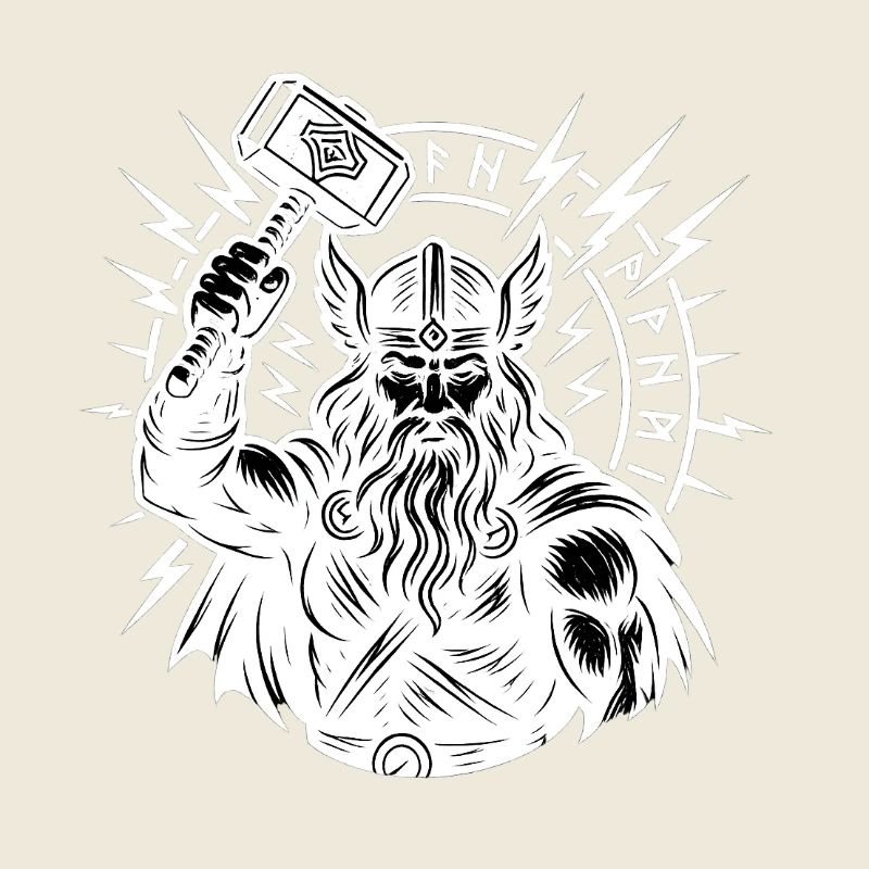 Odin avec le cercle de runes de foudre de Thorhammer Mjölnir