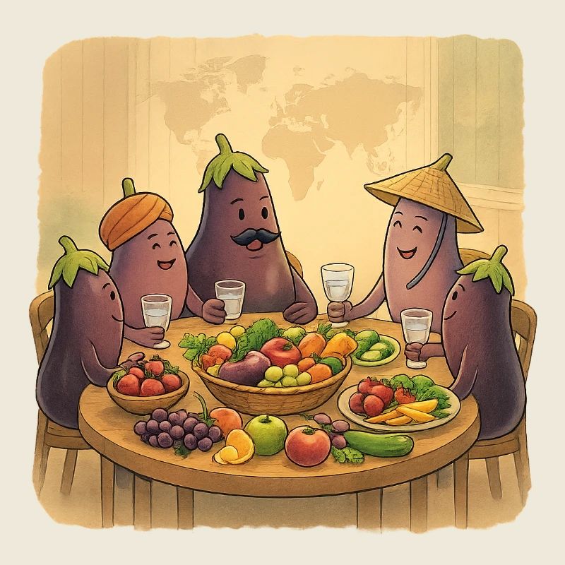 Eggplant society at the festive table