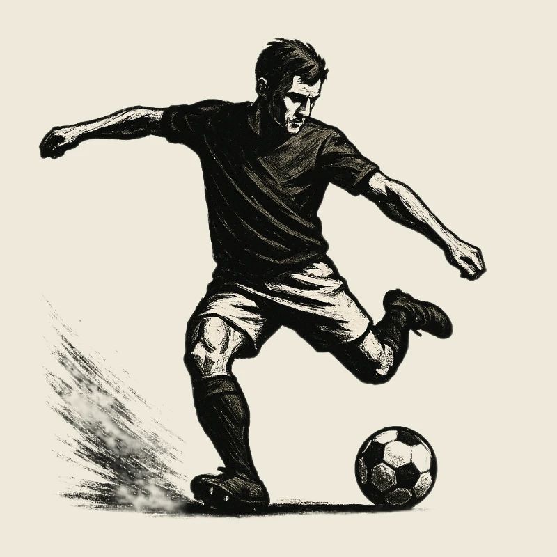 Fußballspieler beim Torschuss Illustration