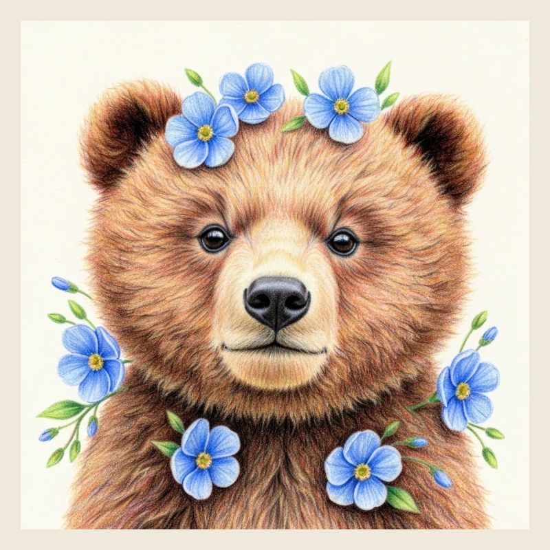 Blue Flower Bear Templates