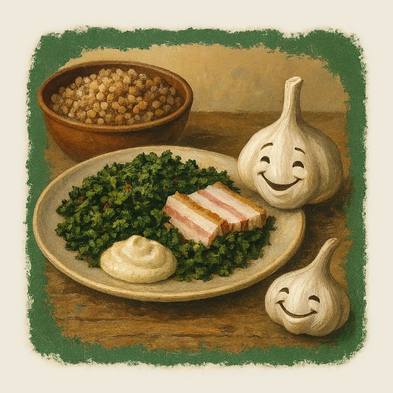 Ail souriant avec chou kale