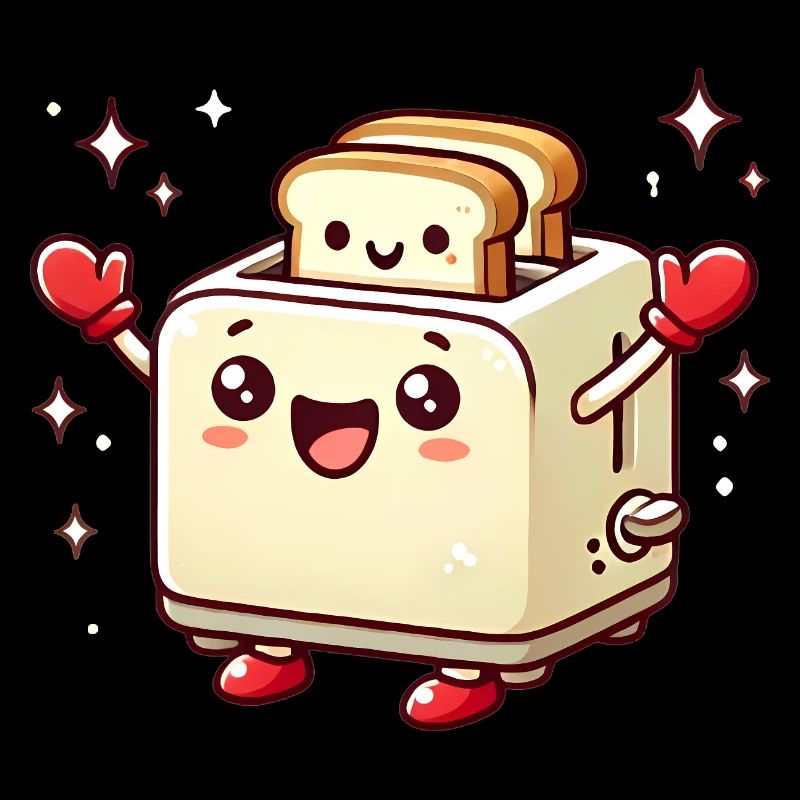 Fröhlicher Toaster mit positiver Stimmung