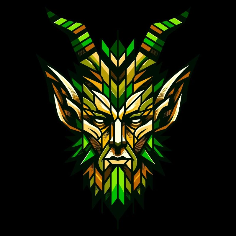 Enchanted Forest Satyr: Geometric Faun Illustratio