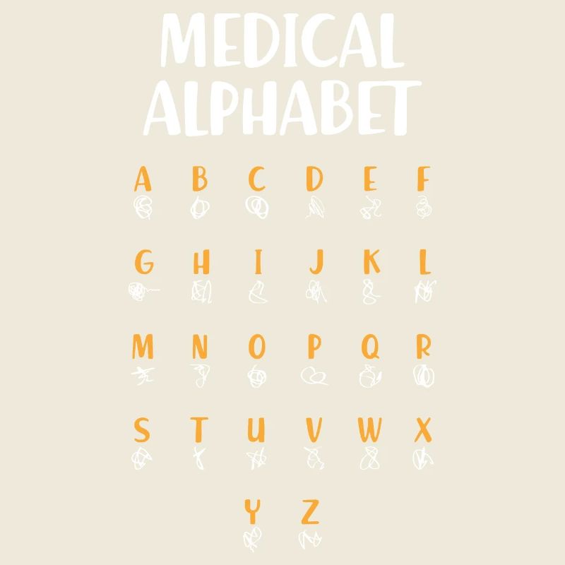 Medizinisches Alphabet (dunkel)