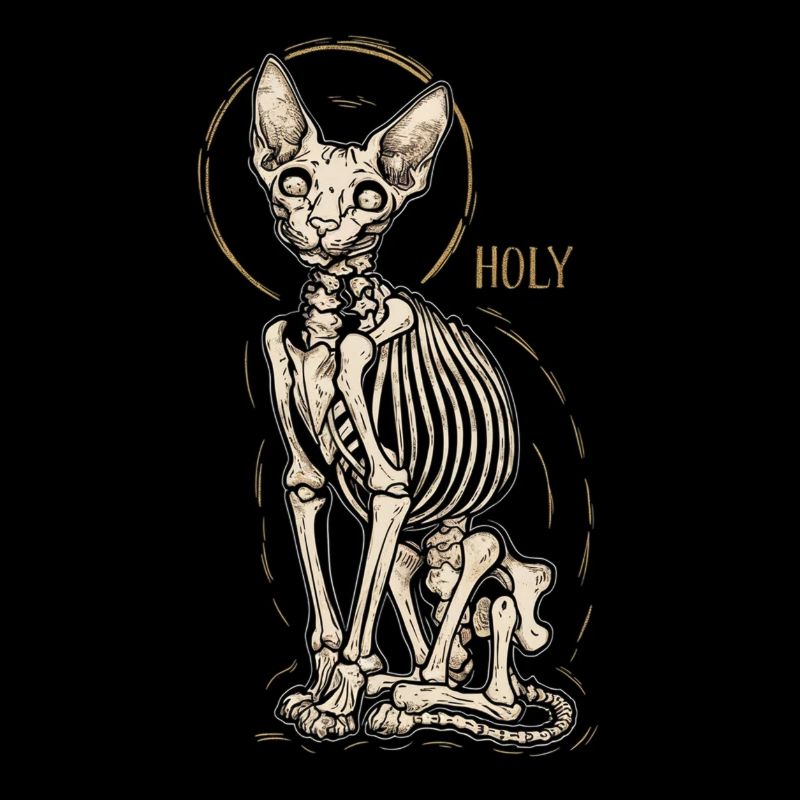 Katze Sphinx Skelett Tattoo
