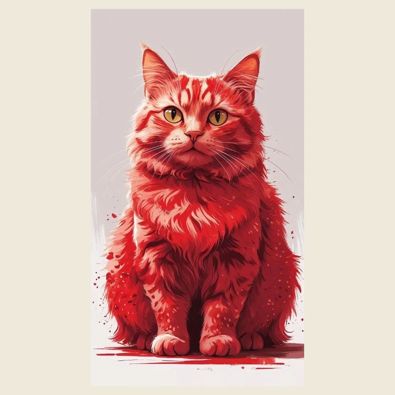Impression d’art de portrait de chat rouge