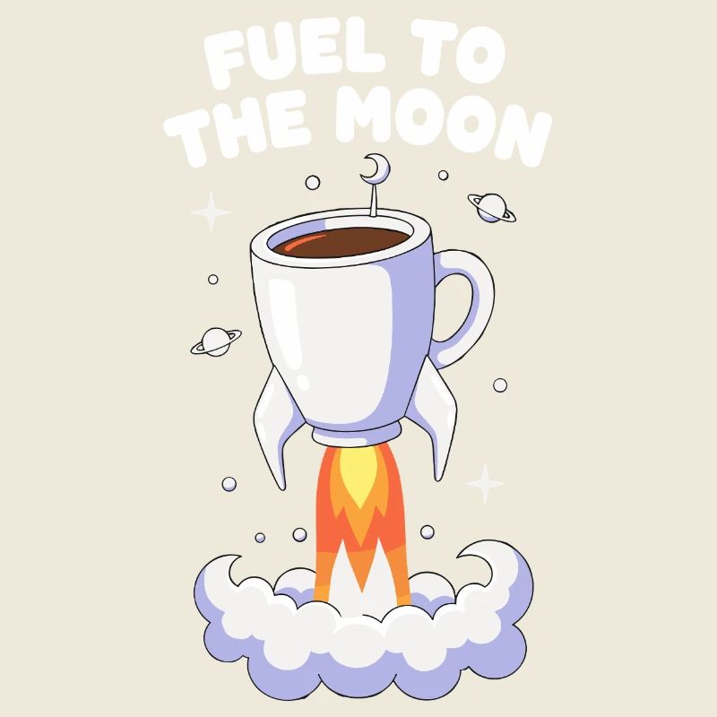 Vol de fusée de café sur la lune