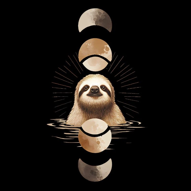 Sloth with Moon Phases Boho Design