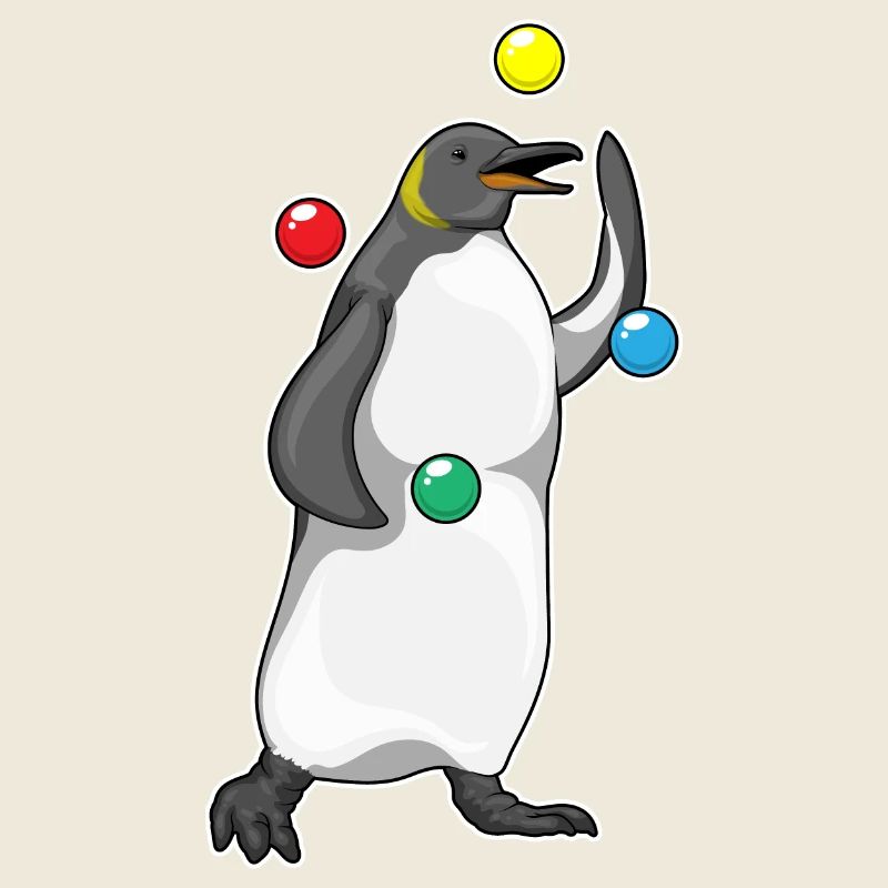Penguin juggler juggling