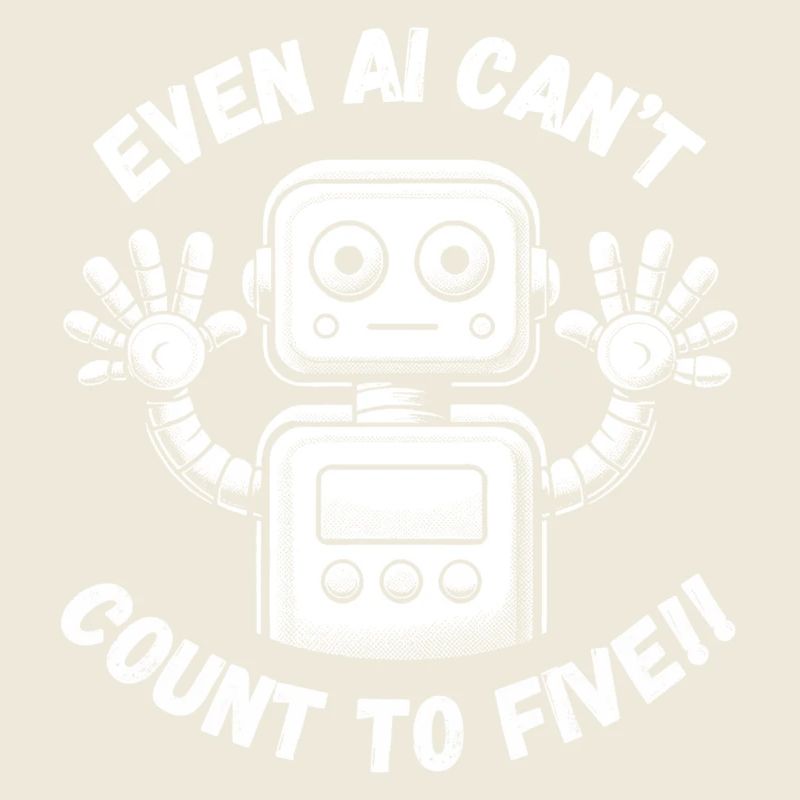 Verwirrter Roboter (KI) mit 12 Fingern