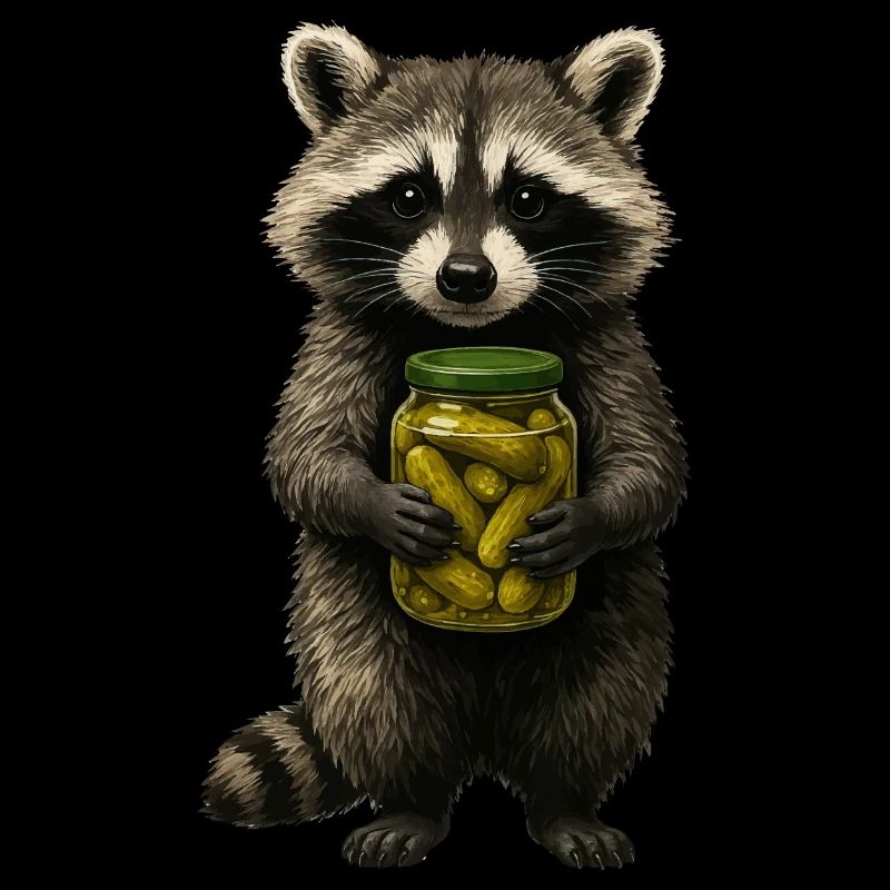 Niedlicher Waschbär mit Gurkenglas Tier Müll Panda