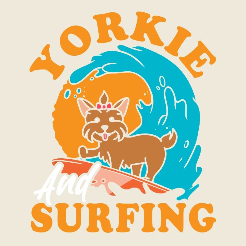 Surf Yorkie, Attraper Des Vagues, Mignon