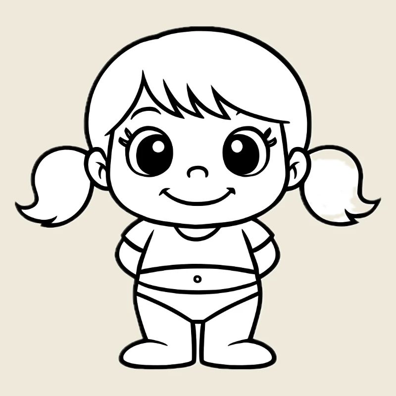 Fillette Poupée Line Art