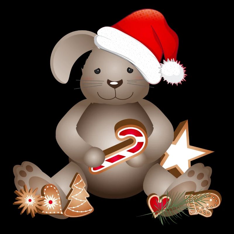 lapin doré pour Noël avec chapeau de Noël