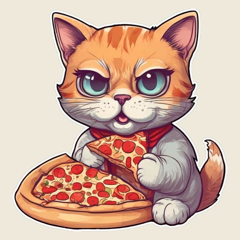 Cat loves pizza