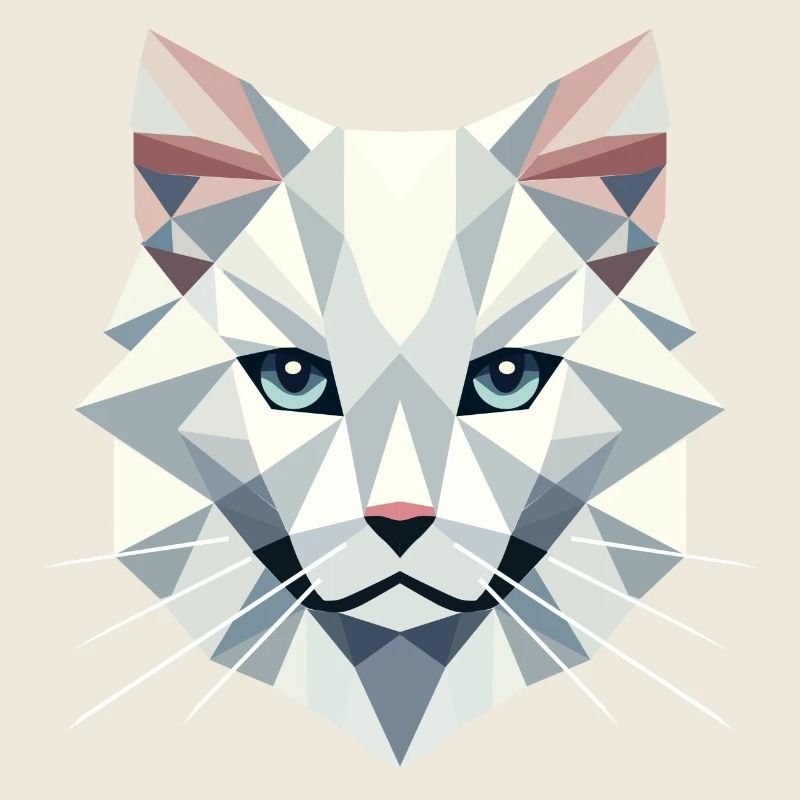 Élégance géométrique : Chat blanc à facettes