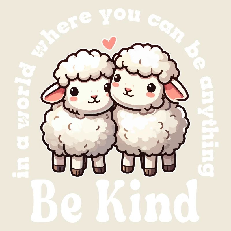 Two Cute Sheep Be Kind