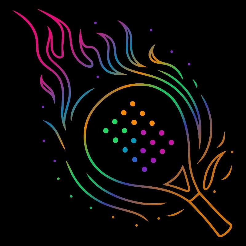 Padel avec design de raquette enflammée