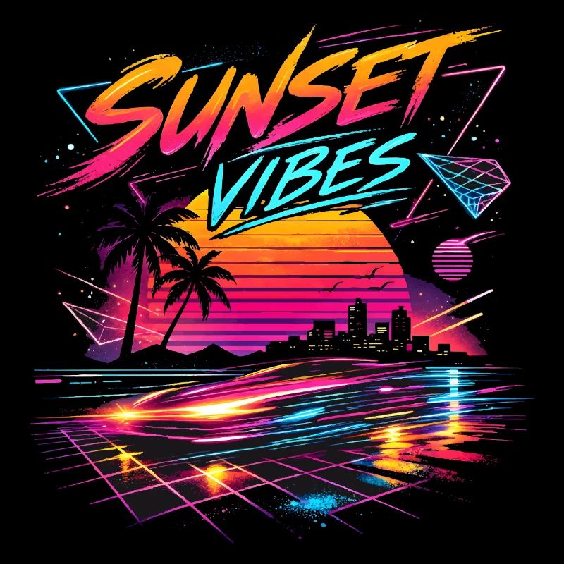 Sunset Vibes 80s Neon Design