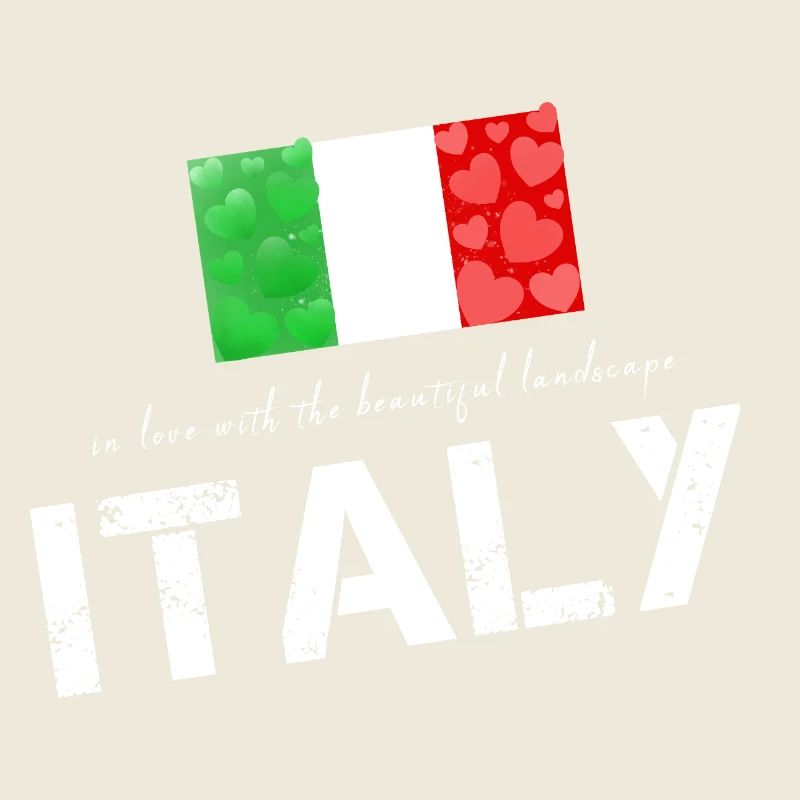 Italy Italian flag with hearts