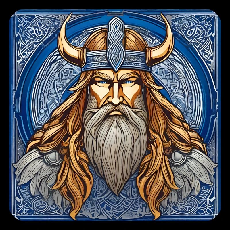 Stolzer Wikinger mit Hörner Helm