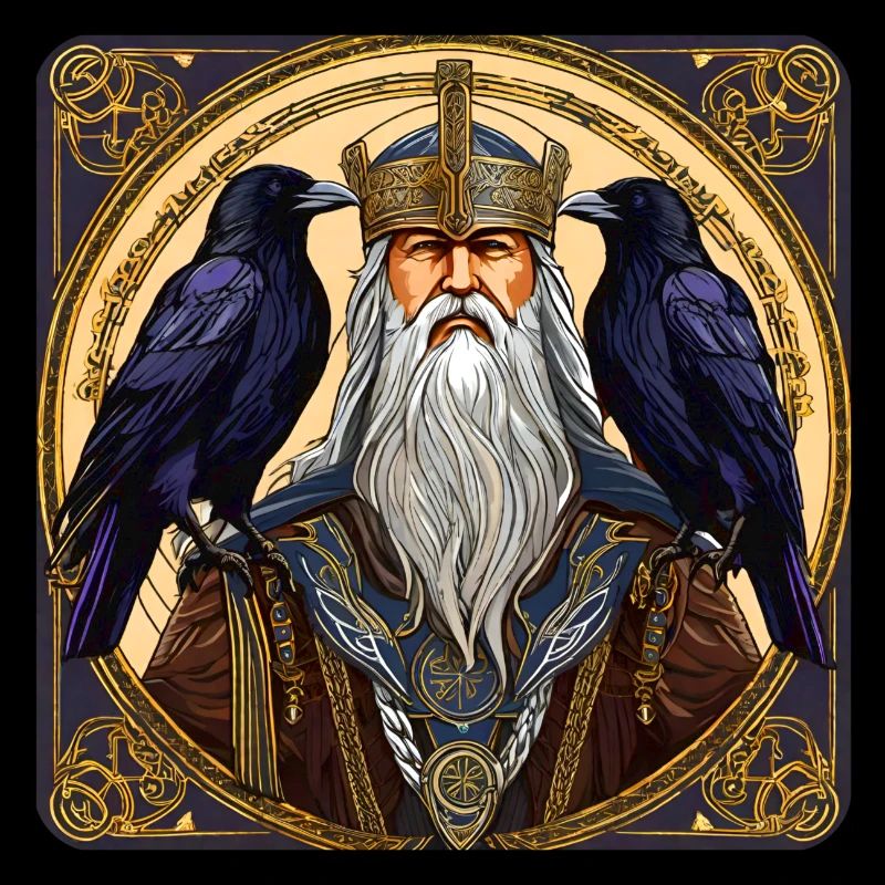 Viking Odin with ravens
