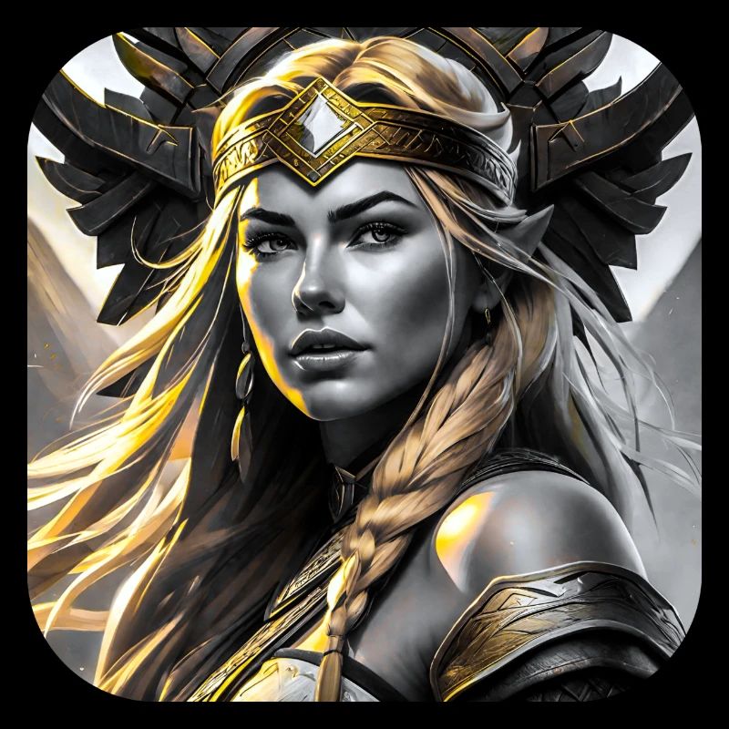 Proud Viking Germanin Shieldmaiden in Gold