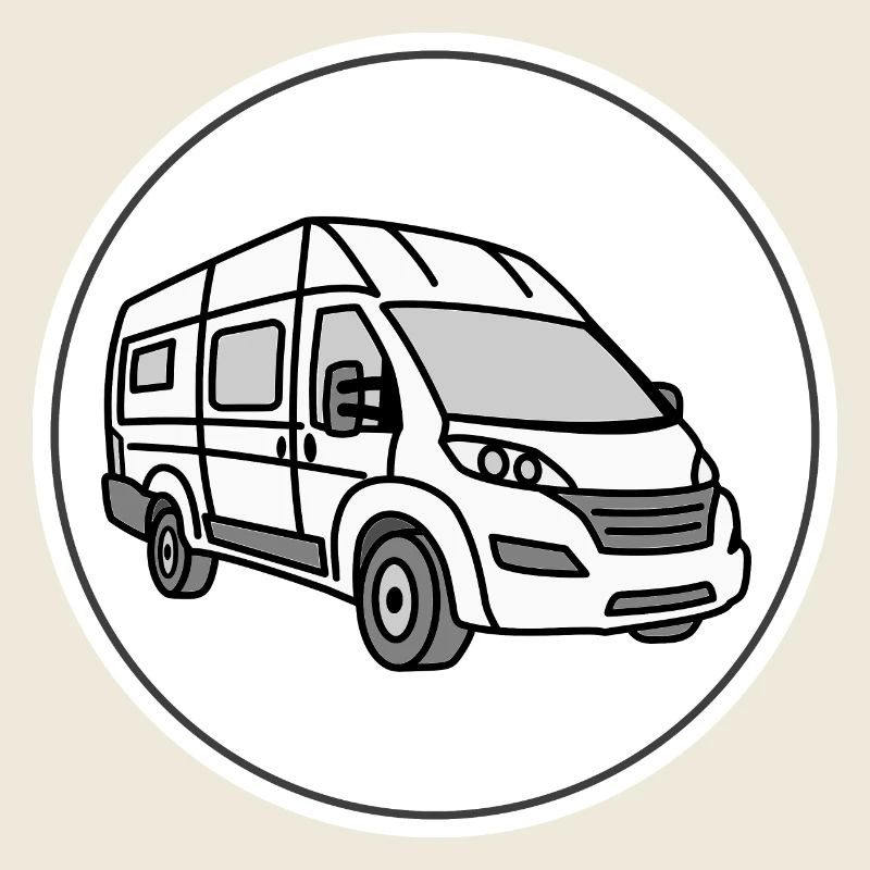 Camping-car / van avec logo rond blanc