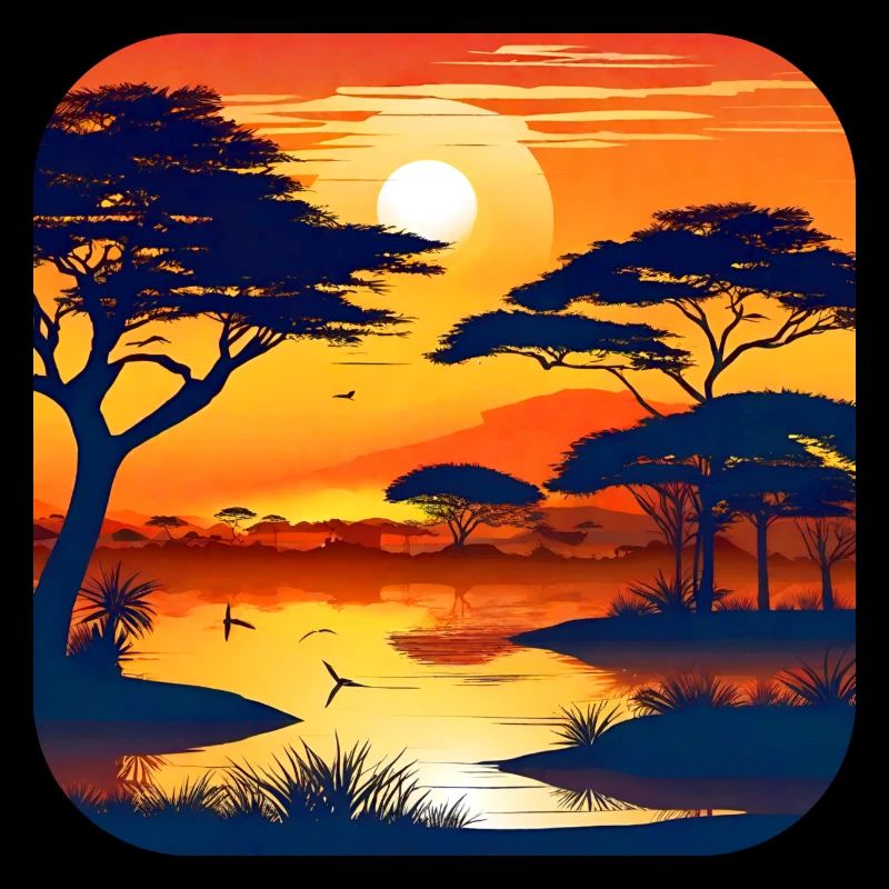 Coucher de soleil en Afrique avec des palmiers