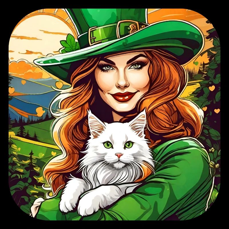 Saint Patrick's Day leprechaun with cat