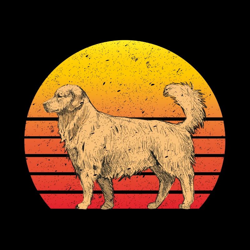 Golden Retriever Retro Sunset