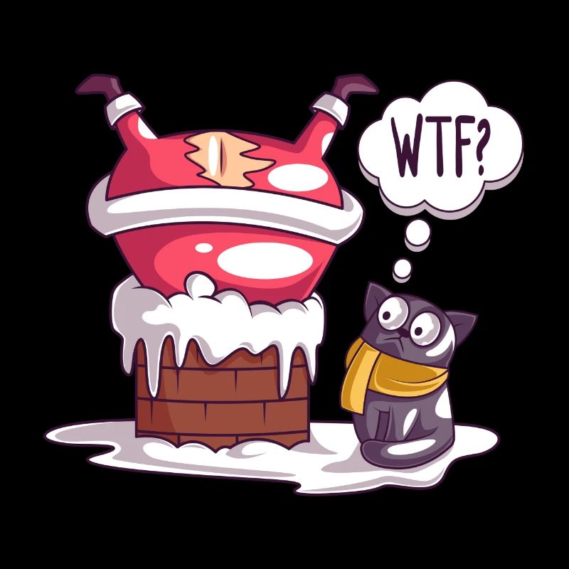 Cheminée du Père Noël Chat Émerveillé WTF