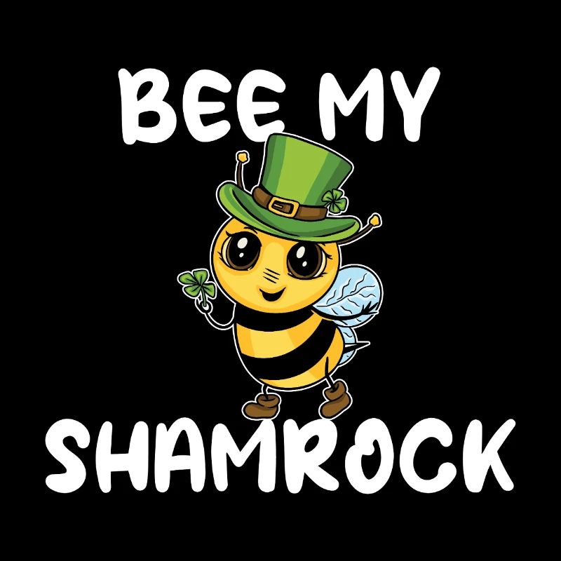 Süße Biene Leprechaun Kobold Spruch Kleeblatt