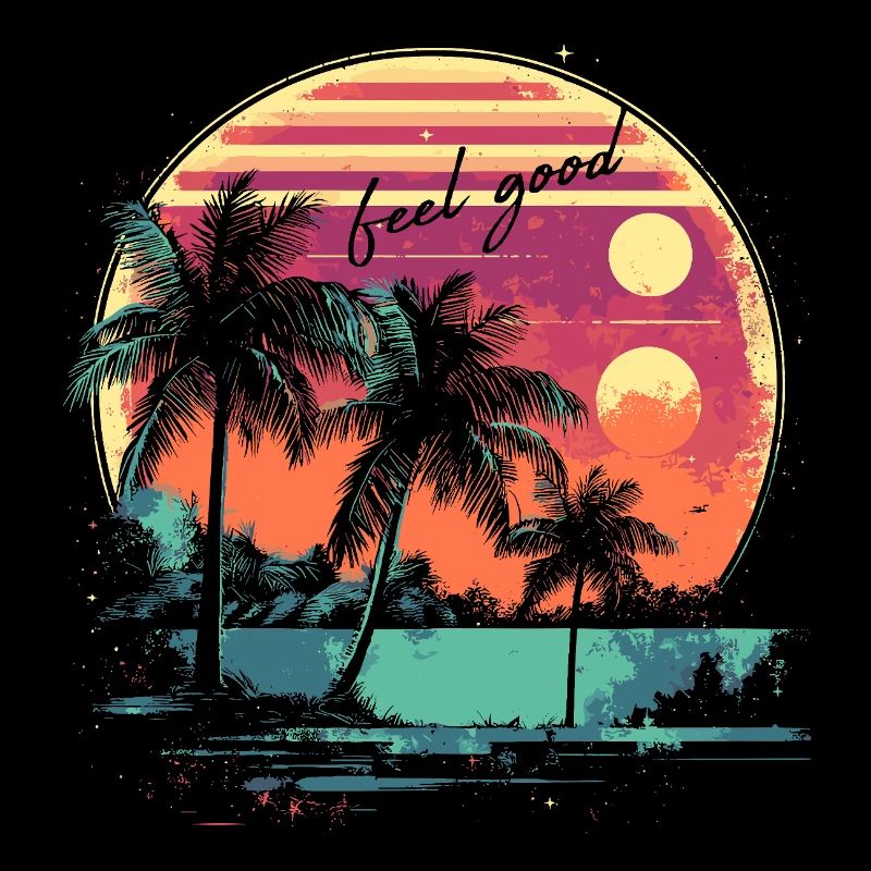 Beach Palm Trees Feel Good Sunset