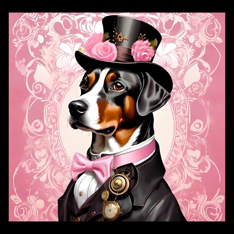Steampunk art design dog with hat