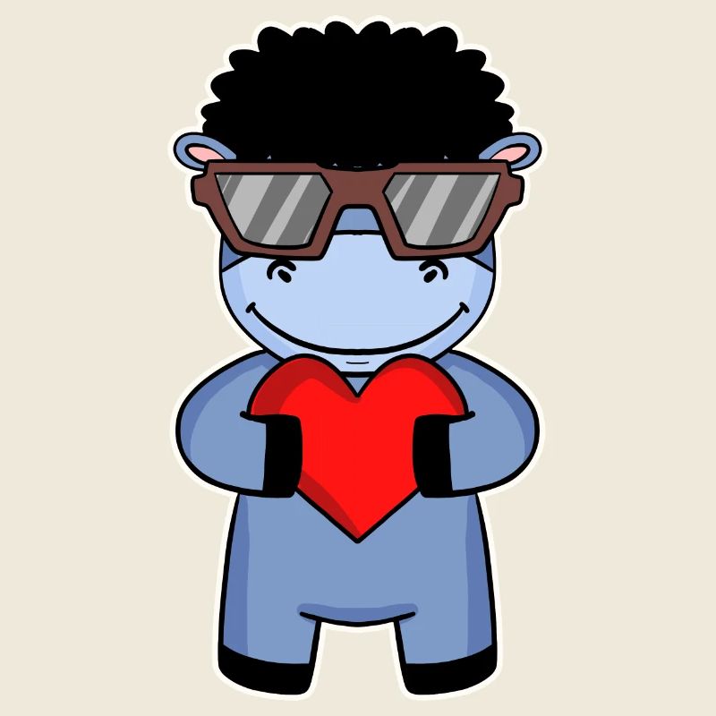 Donkey with sunglasses and heart
