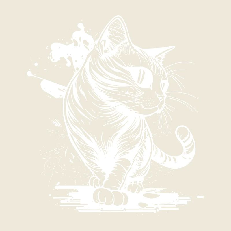 Cute cat with paws in tattoo style