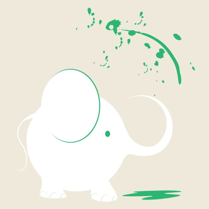 White elephant with turquoise paint