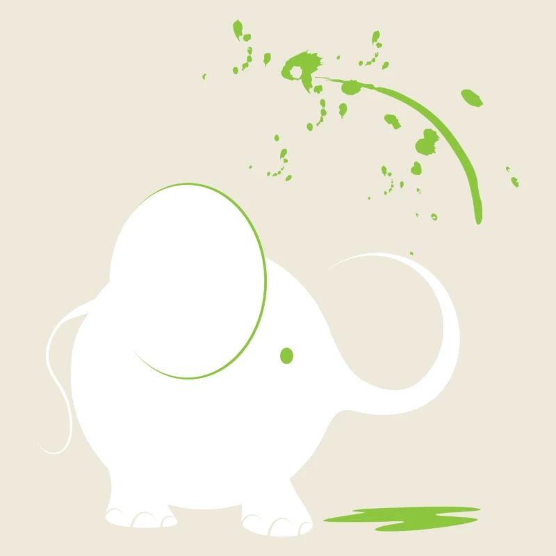 White elephant with green paint