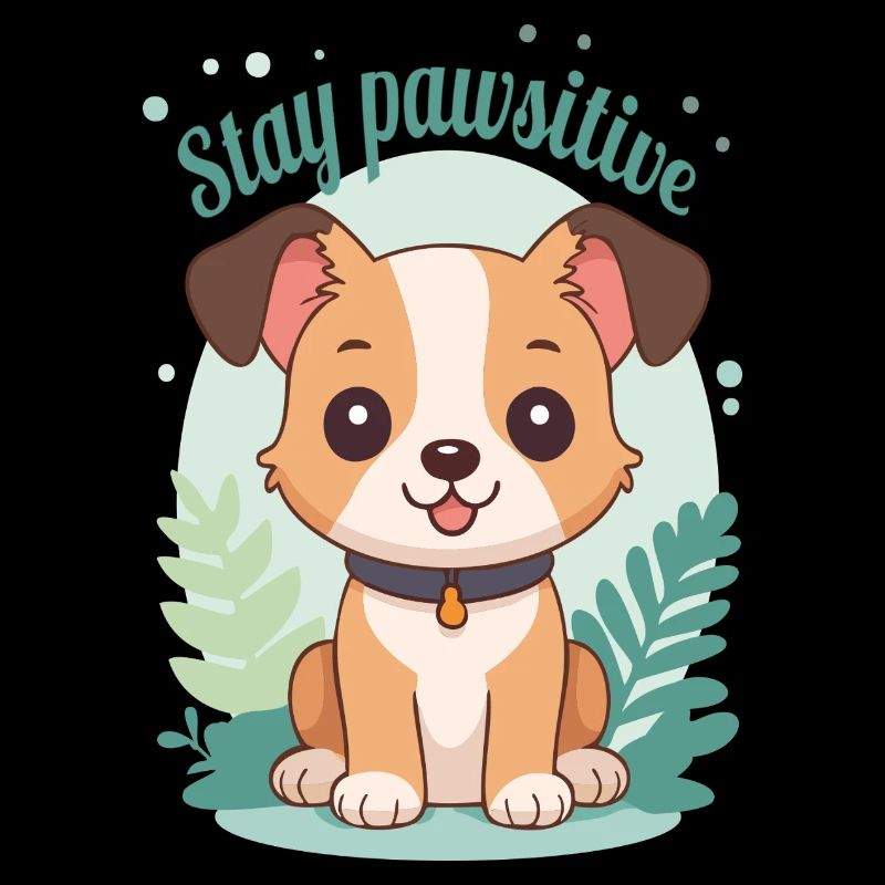 Stay Pawsitive - Conception de chien de dessin animé mignon