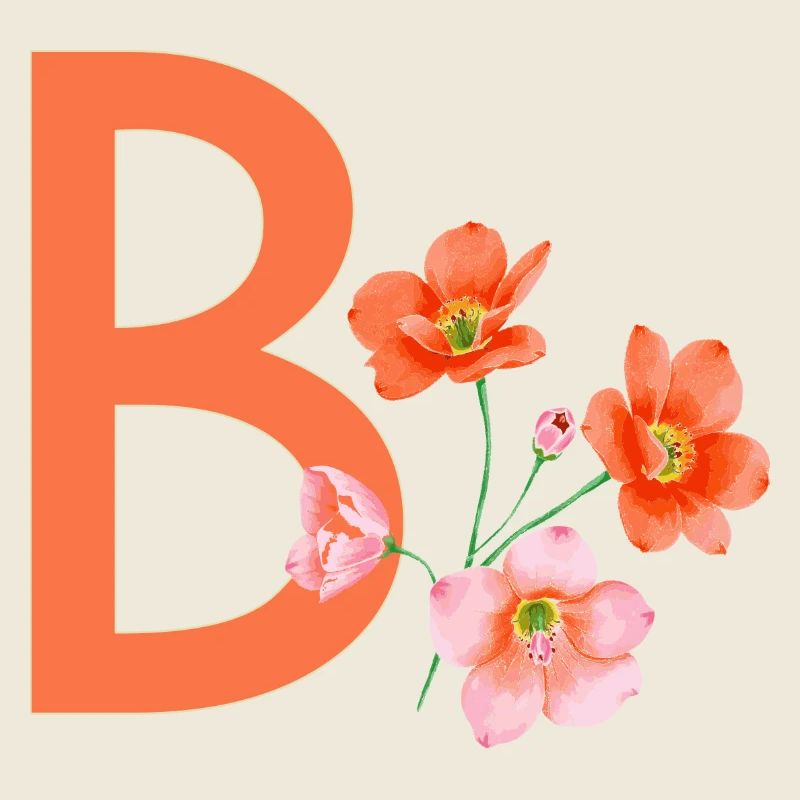 B avec des fleurs