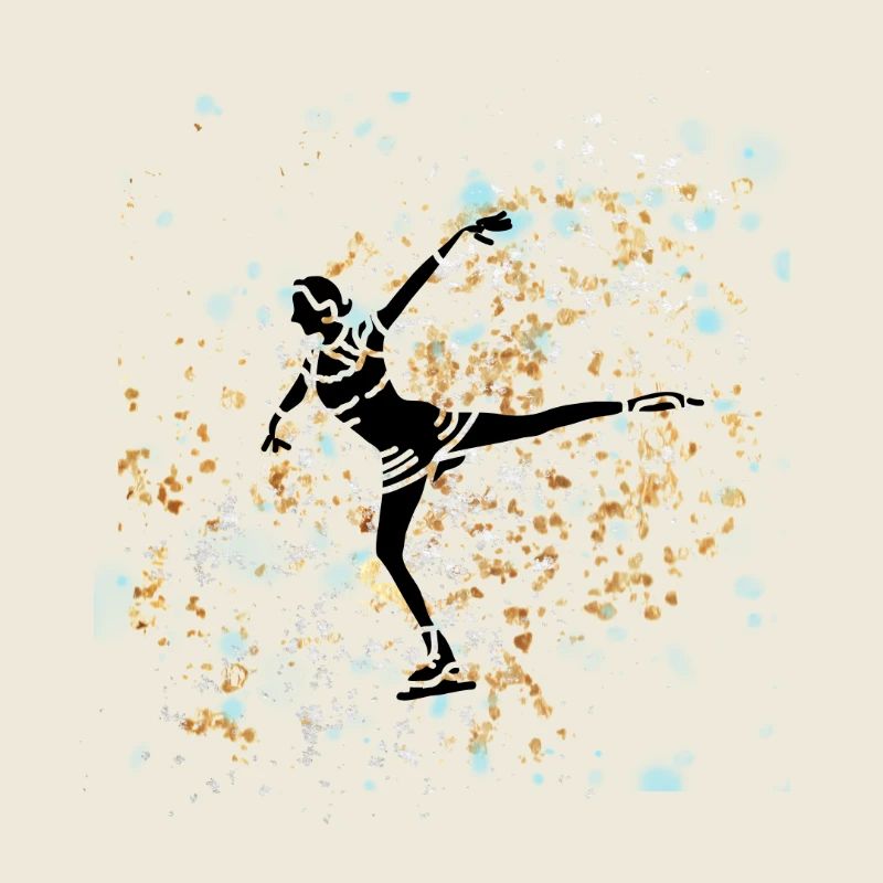 Patineuse éclats dorés et bleu ciel