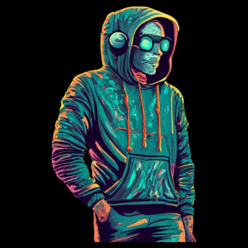 Hoodie Man mit Brille