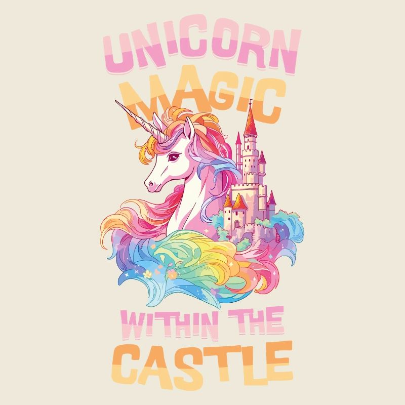 Unicorn, Rainbow, Castle, Multicolorful, Magic, Fantasy