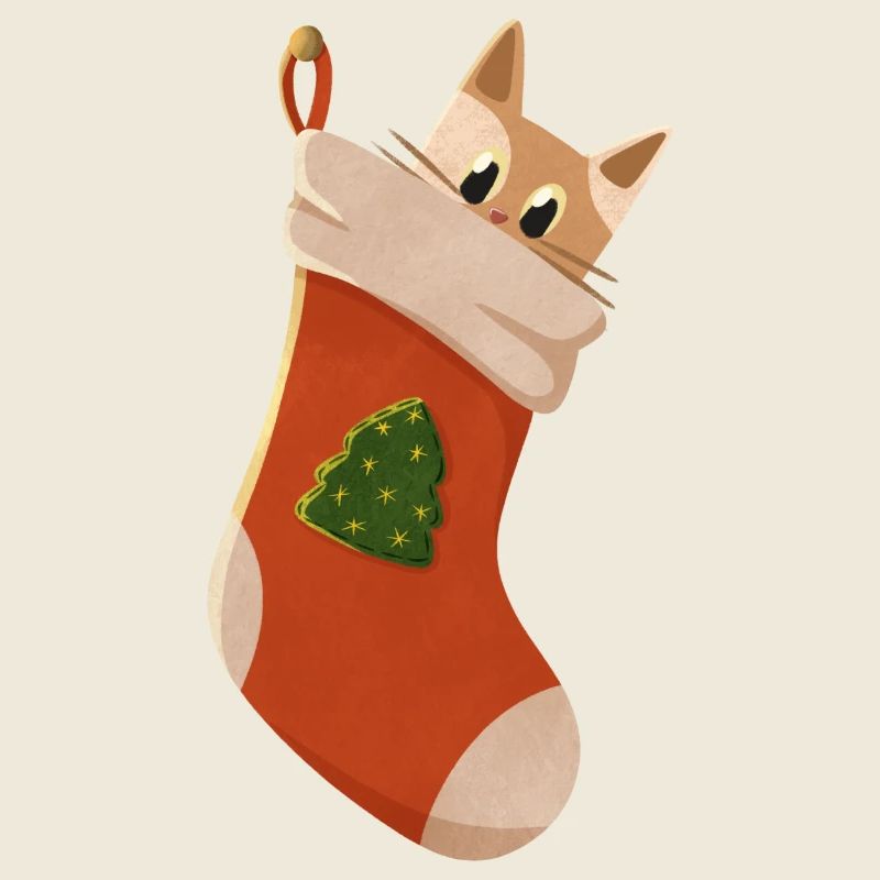 Chat en bas de Noël